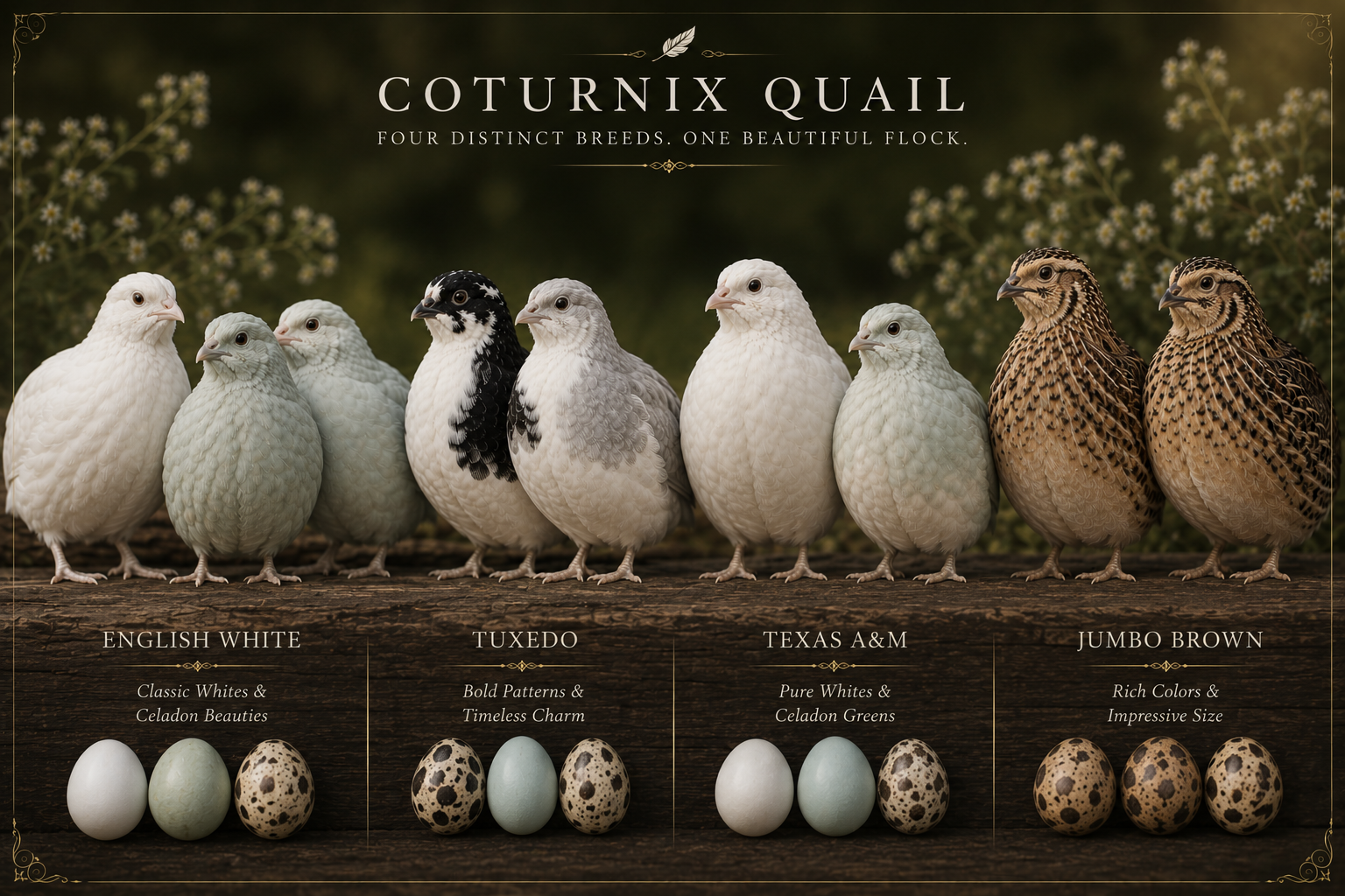 KD Poultry Coturnix quail breeds chart