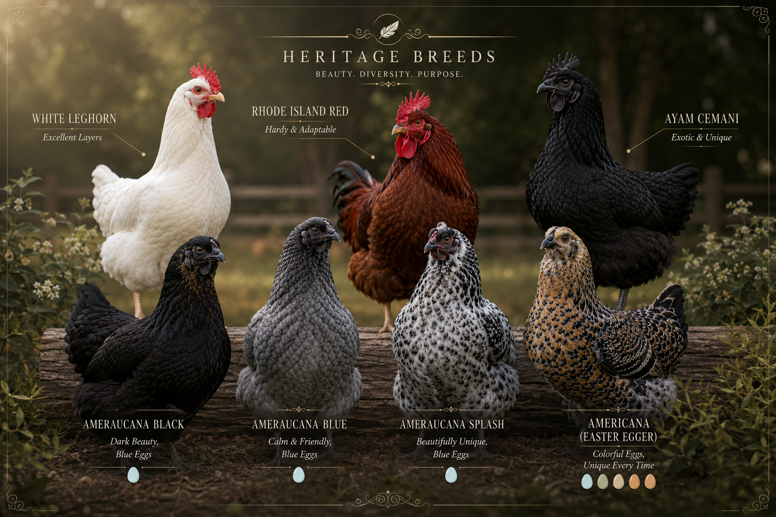 KD Poultry heritage chicken breeds chart
